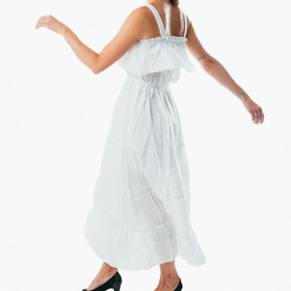 Womens Boho white Long Summer Holiday Beach Sundress Ladies Midi Strappy Dress - Picture 2 of 3